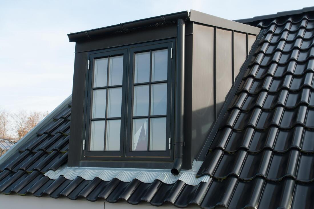 a black metal roof